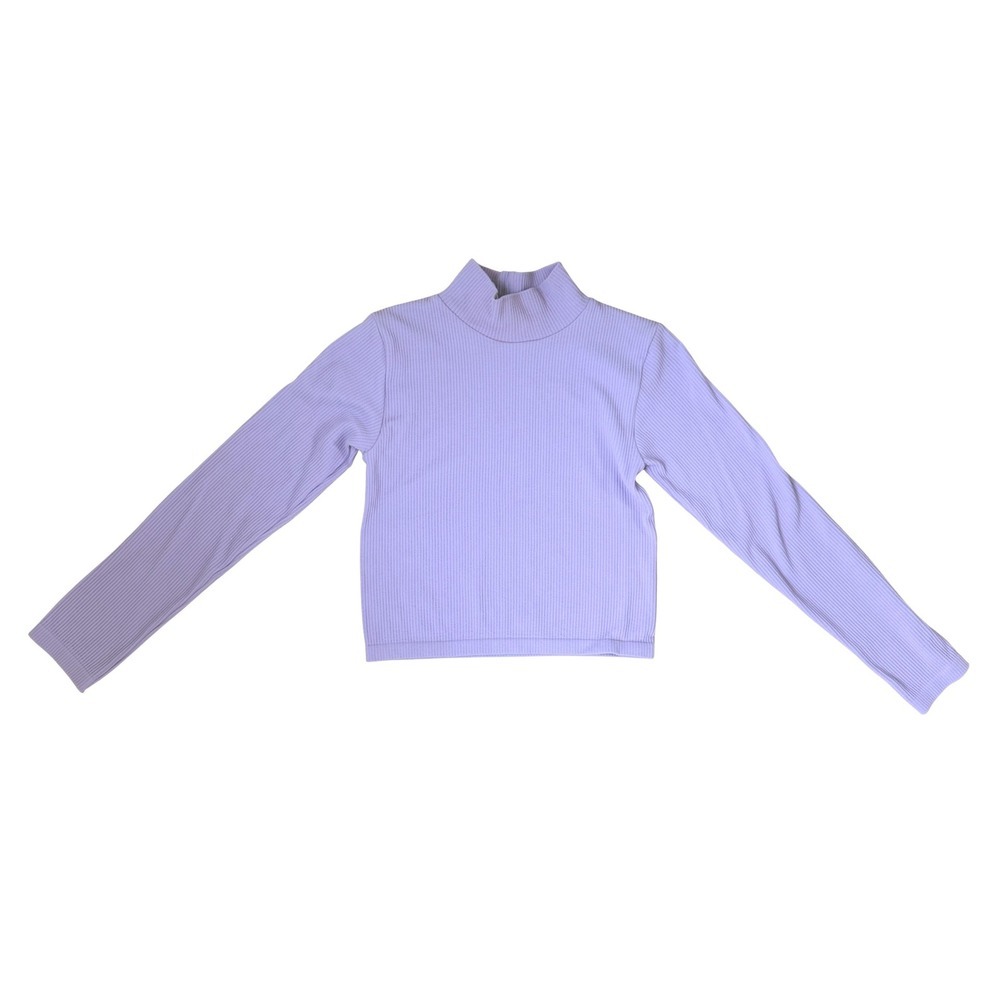 ZARA Lavender Ribbed Cropped Mock Turtleneck‎ Womens M NWOT Lightweight Knit Top